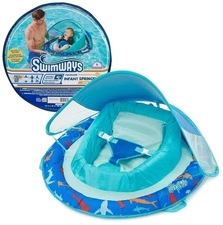 Swimways Infant Spring Float, Baby Pool Float & Canopy | For 3-9 Months, Shark