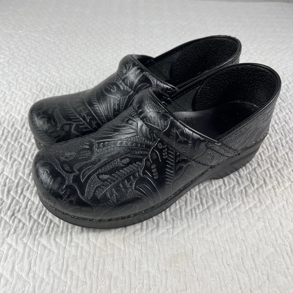Dansko Embossed Black Womens Size 40 Leather Nursing Foto 3 de 4