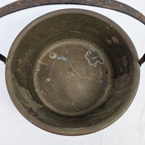 Antiguo hervidor de agua vaquero forrado de cobre olla de frijoles fogata sartén caldero latón - Imagen 7 de 11