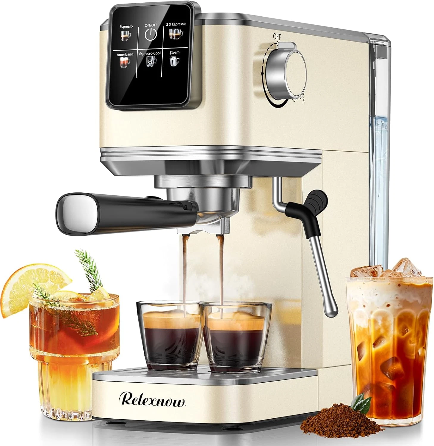 20 Bar Espresso Machine with Milk Frother & LCD Panel for Hot & Iced Coffee