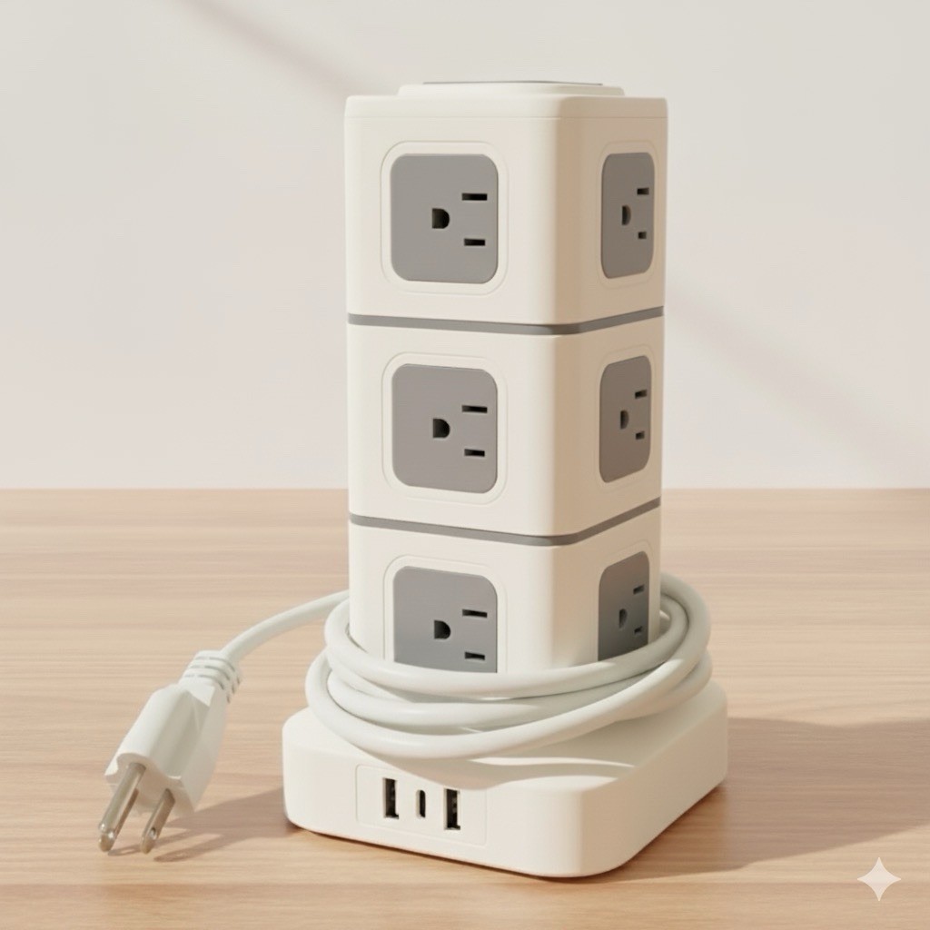 Extension Cord (6.5ft) with Multiple Outlets (12 outlets) /2 USB & 1 USB C-image