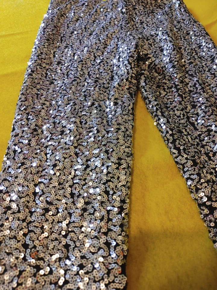Pantalones Must See, Lentejuelas Plateadas Niños Talla 7/8 Emocionante Pantalones Negros Elegante Foto 4 de 4