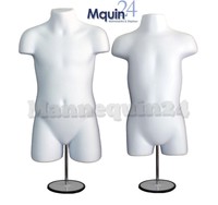 White Kids' Mannequin Torso Set -child & Toddler Body Forms +2 Stands +2 Hangers White Kids' Mannequin Torso Set -child & Toddler Body Forms +2 Stands +2 Hangers
