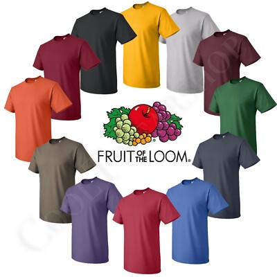 Fruit of the loom Men's HD Cotton Plain Crew Neck Short Sleeves T