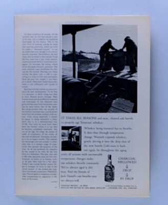 Jack Daniel's Vintage 1972 Loading Barrels On Truck Original 1/2 Page Print Ad 