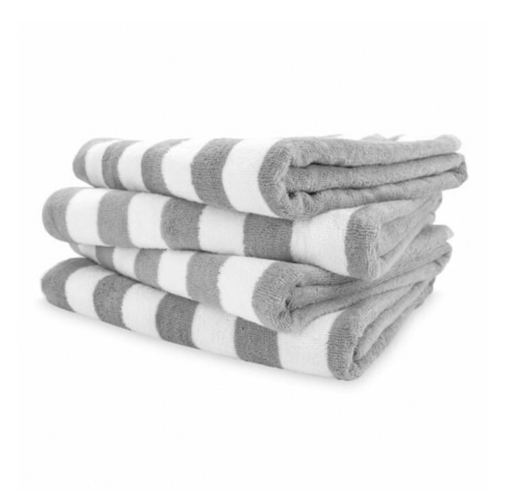 S 30 X 70 - Grey , 4pk Gray White Stripe Beach Towels