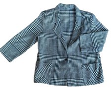 True Vintage 90s Workwear Houndstooth Single Breasted Blazer With Front Pockets