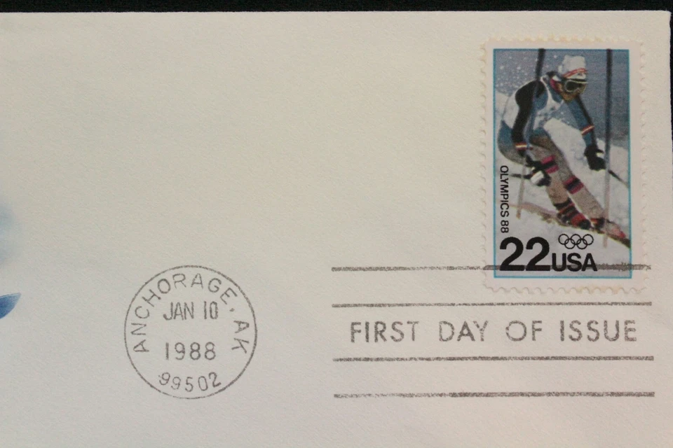 USPS FDC #2369 – 1988 22c Winter Olympics Downhill Skiing ArtCraft ST929 - Image 2 of 3
