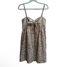 BCBG Maxazria Y2K Babydoll Metallic Gray Embroidered Dot Lined Dress Fairy Sz 4