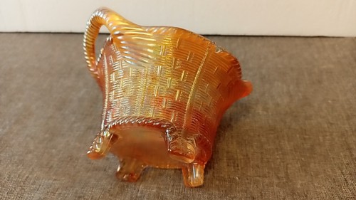NORTHWOOD 8 SIDED IRIDESCENT AMBER BUSHEL BASKET - Picture 3 of 7