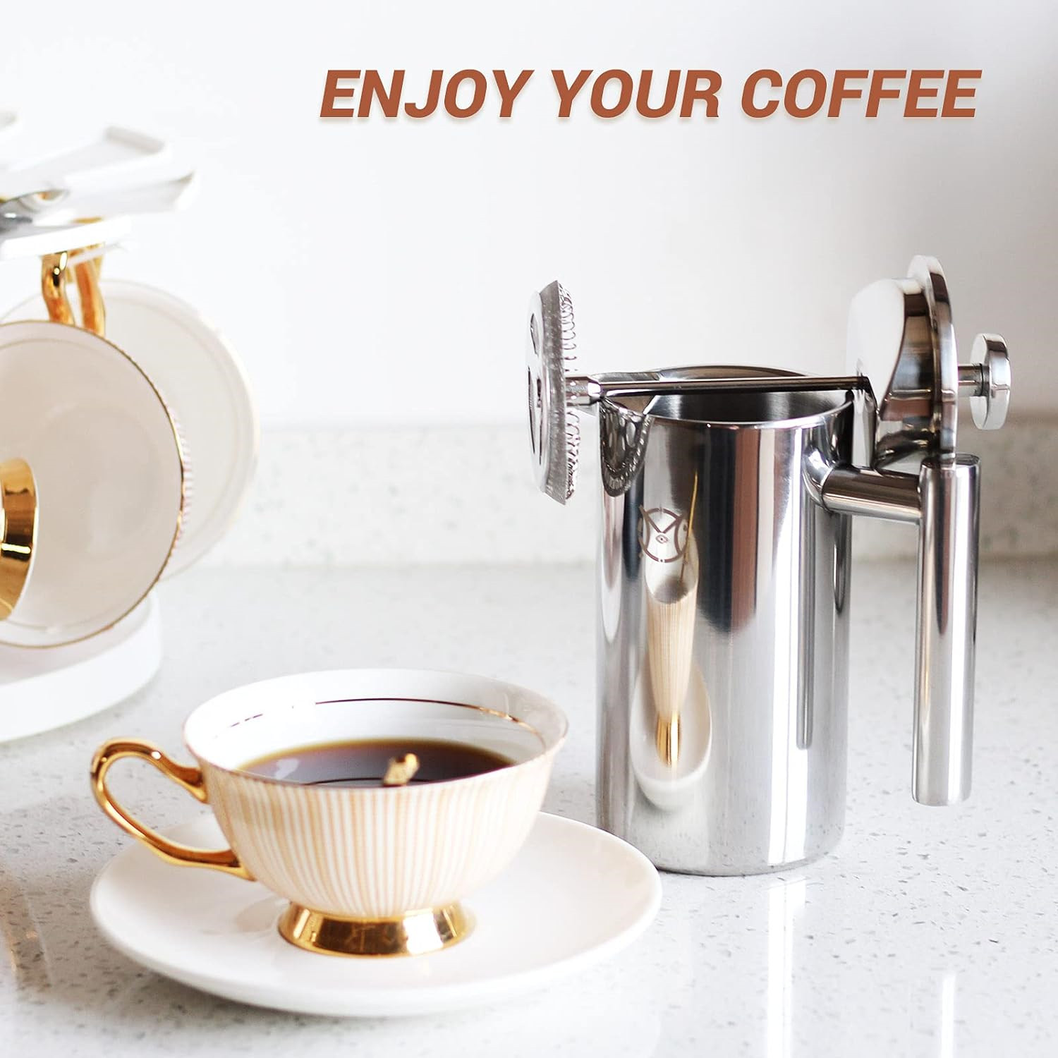 Magicaf&eacute; French Press Coffee Maker &ndash; Single Serve 1 Cup Small Stainless Steel T