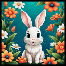 30 Custom Easter Bunny in the Flowers Personalized Address Labels