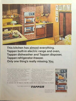 Tappan Kitchen Range Ovens  Refrigerator Yellow Counter Vintage Print Ad 1965