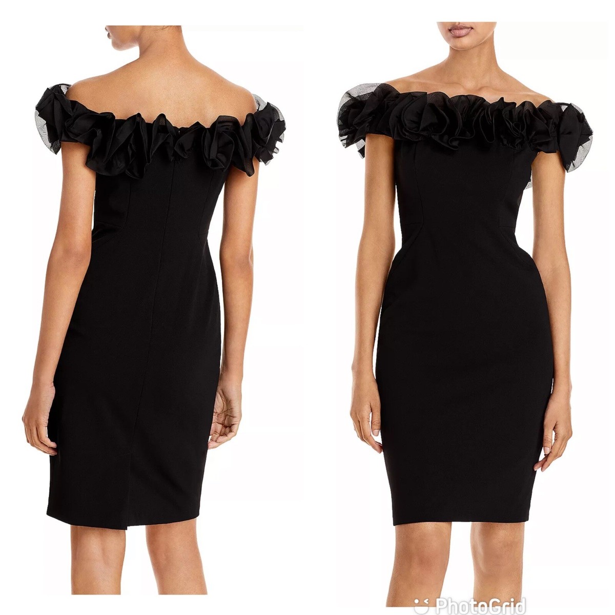 Aidan Mattox Off-The-Shoulder Mini Dress, 0 / Black