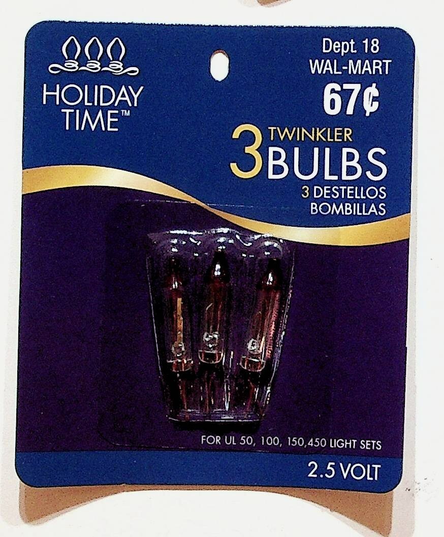 Lot 3 Packs Walmart Twinkler Bulbs 3 per Pack 2.5 Volt Christmas Lights