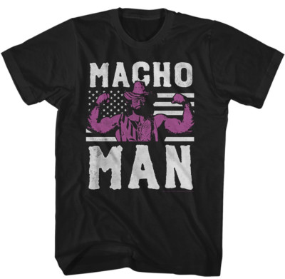 Macho Man Randy Savage T-Shirt American Hero 100% Black Cotton  Sizes SM - 5XL