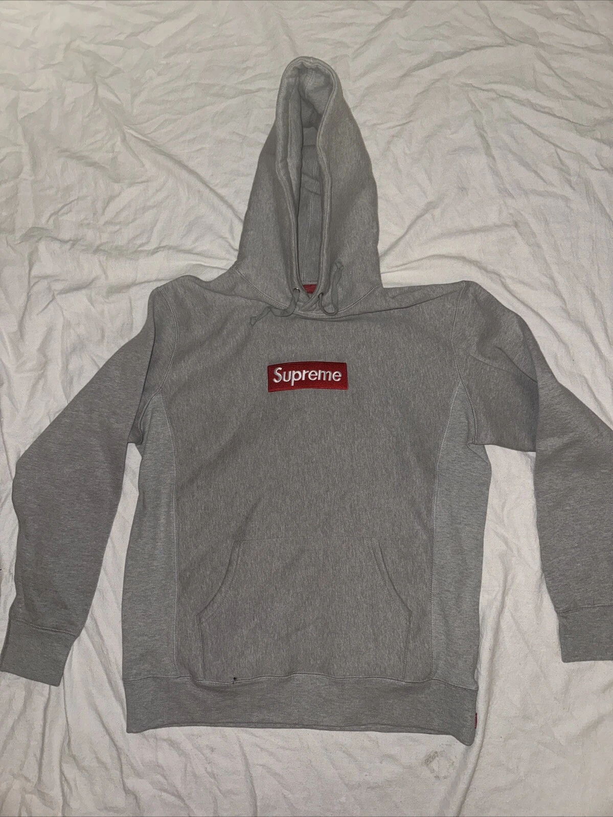 Sweat à capuche gris logo SUPREME BOX TAILLE GRAND 