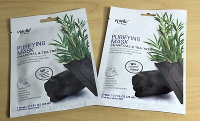 Epielle K-Beauty Purifying Charcoal & Tea Tree Sheet Mask-2pk