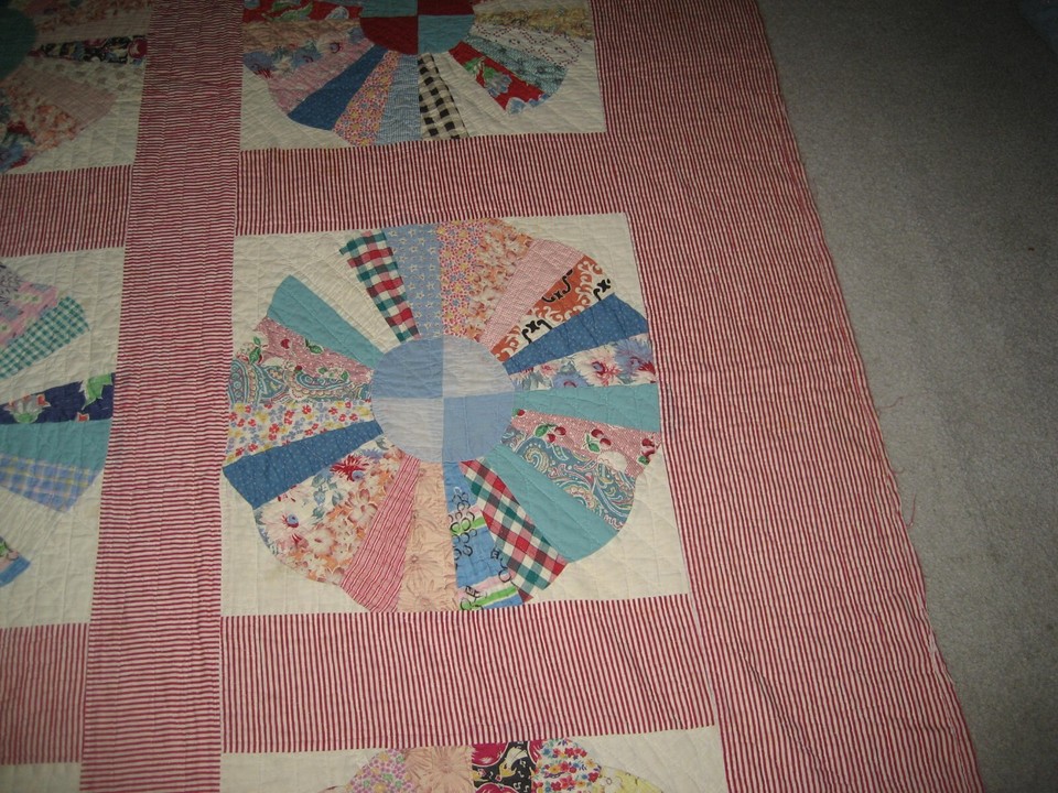 Antique Large Pinwheels QuiltNebraska Farm House Handmade eBay