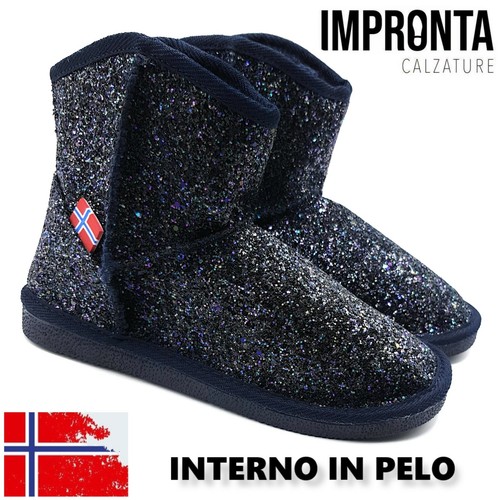 Stivaletti tipo UGG Scarponcino Donna Pelo Caldi Glitter Invernali  Imbottiti Blu | eBay