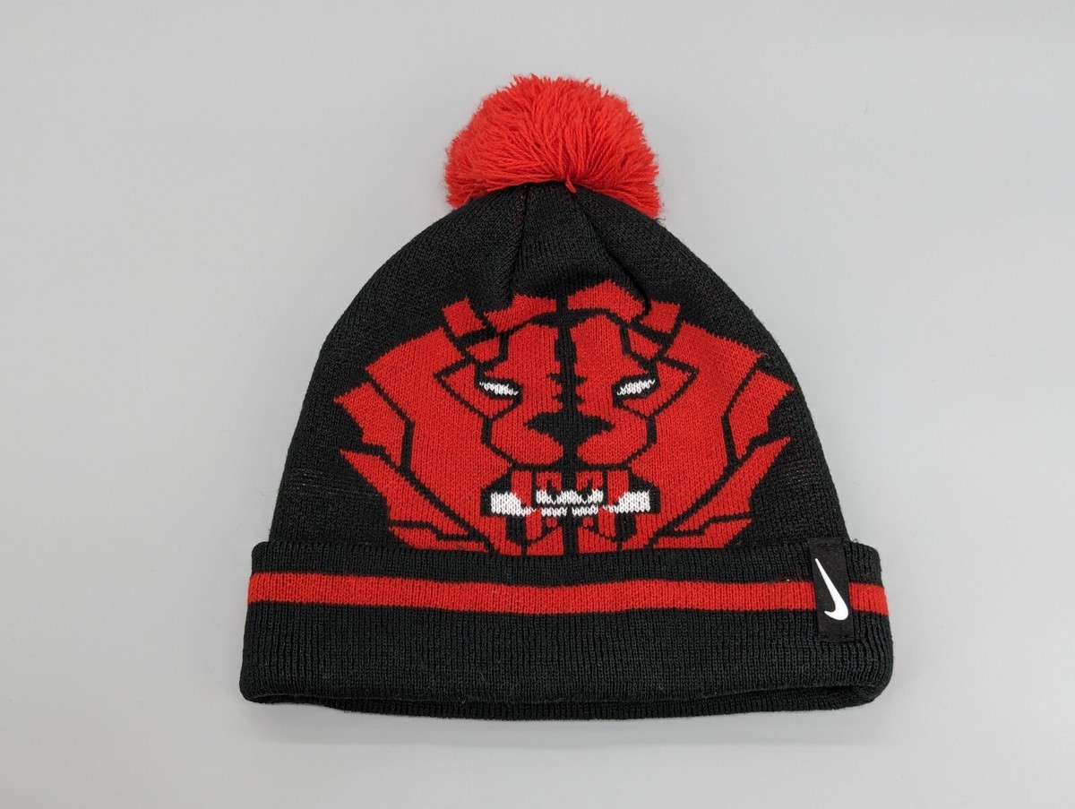 Nike Youth Lebron James Black Red Pom Beanie Winter Stocking Hat