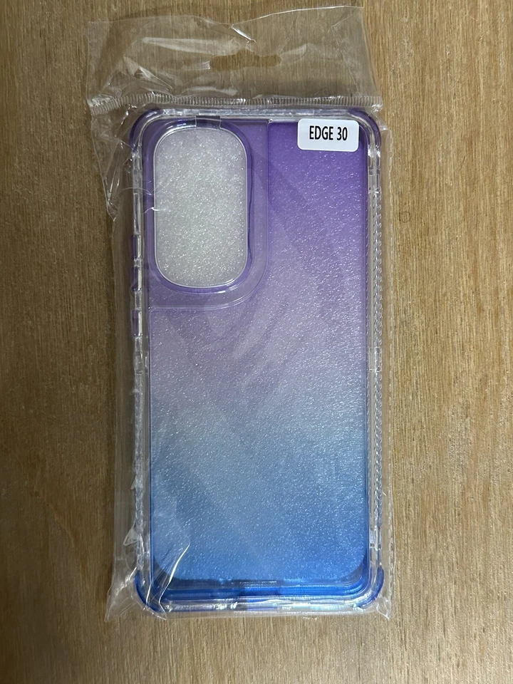 Motorola Edge 30 Phone Case Full-Body Rugged Transparent Purple Blue - Image 3 of 4