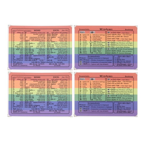 4 Sheets Tastaturkürzel-Aufkleber Fräulein Verknüpfungsaufkleber Für Laptops