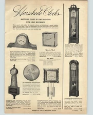 1958 PAPER AD Herschede Hall Floor Grandfather Clock Mahogany Westminster ++