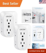 Versatile 2 Prong to 3 Prong Outlet Extender: 6 Outlets with Surge Protection