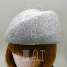 CLASSIC Wool Felt Women Pillbox Hat Beret Groove Cloche  57cm  Charcoal Gray