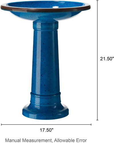 21.5" H Cobalt Blue Faux Ceramic Bird Bath for Outside, Hand-Painted Tall Pedest - Picture 5 of 9