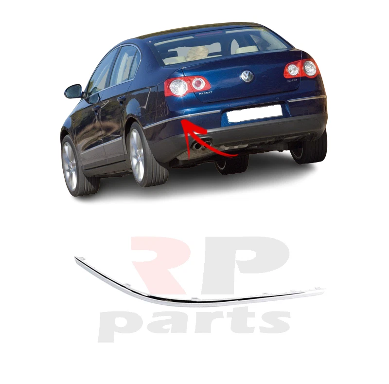 FOR VW PASSAT B6 2006 2010 REAR BUMPER CHROME MOLDING STRIP TRIM