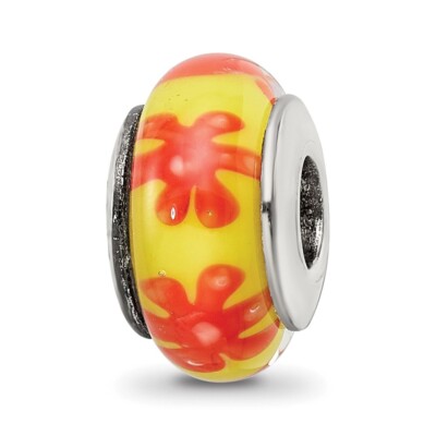925 Sterling Silber Reflexionen gelb/orange mundgeblasene Glasperle