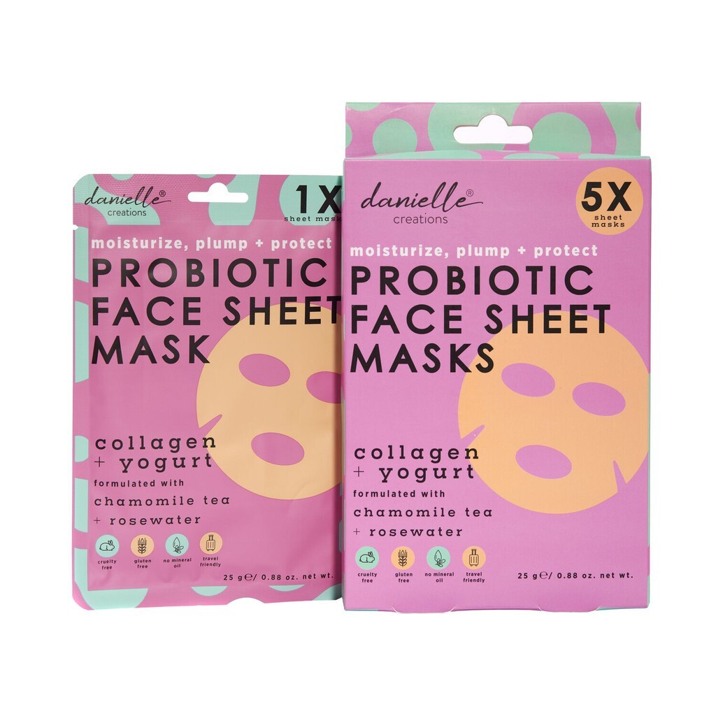 Danielle Creations Collagen & Yogurt Probiotic Plumping Face Sheet Masks (5)