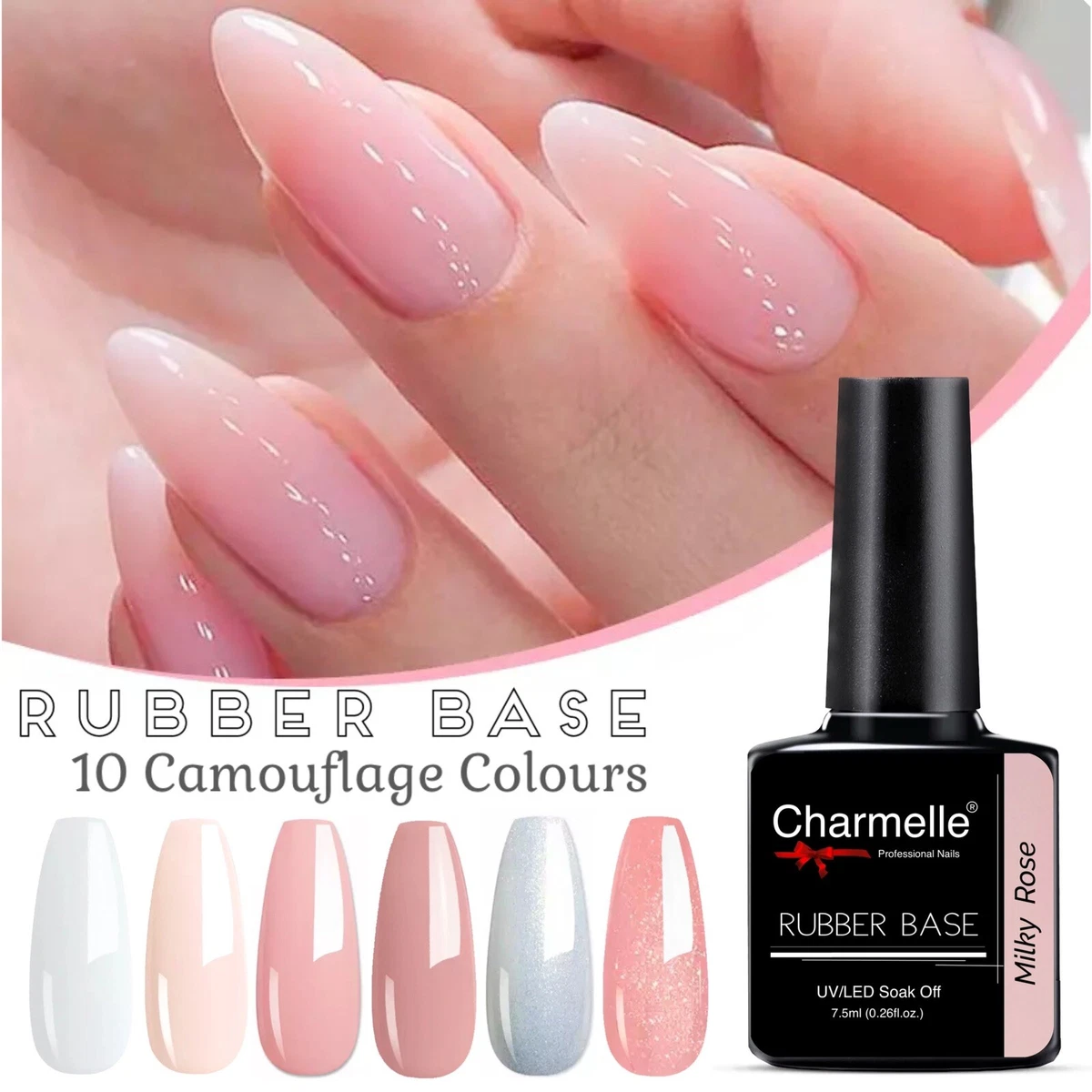 Camouflage Cover Rubber Base Coat Nail Gel Polish French Manicure Colours  UV LED