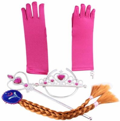  Elsa Prinzessin Handschuhe Zauberstab Tiara Zopf für Eiskönigin Frozen cosplay