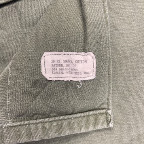 US Army Utility Hemd Herren 15,5 x 31 grün OG 107 Vietnam Ära 60er Satin Vintage - Bild 6 von 12
