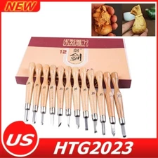12PCS Wood Carving Hand Chisel Tool Set Professional Woodworking Gouges Steel US
