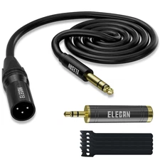 Elecan 6.35Mm (1/4 Inch) TRS to XLR Cable 10 Ft Male to Male-Balanced Shielded