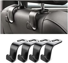Car Back Seat Headrest Hooks, 4 Pack Black Stylish Back Seat Hanger for Car
