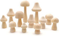 12x Small Unfinished Wooden Mushrooms DIY Craft Unpainted Ornaments Home Decor