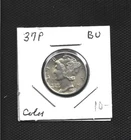 1937P MERCURY DIME CH BU GOLD TONE