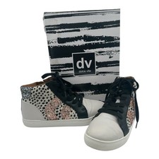 Dolce Vita Kids Boot Sneaker Hightop Zippers Black Dots W/gold Size 3 Cheetah