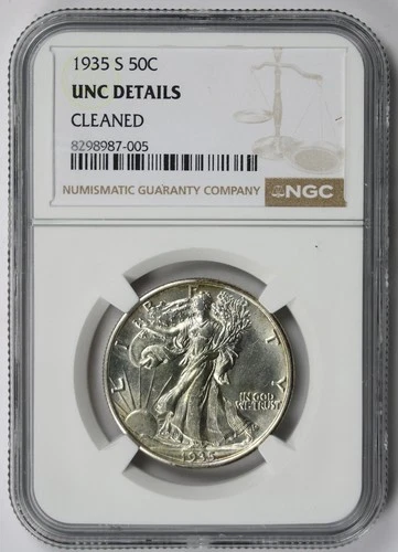 1935-S Walking Liberty Half Dollar 50C UNC Details Cleaned NGC