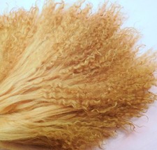 Tibetan Lamb Mohair Doll Hair, Wigs, Reroot OOAK Golden Olive 5 x 5-3/4"
