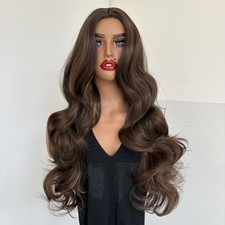 Heat Resistant Synthetic Hair Costume Wig Halloween Long Wavy Mixed Brown