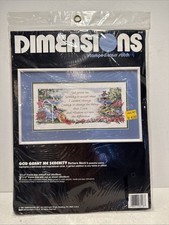 1991 Dimensions God Grant Me Serenity Stamped Cross Stitch Kit Flowers ST174 NIP
