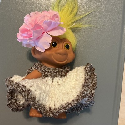 Doll Dress Handmade Crochet Fits 5  Troll Doll OOAK Headpiece