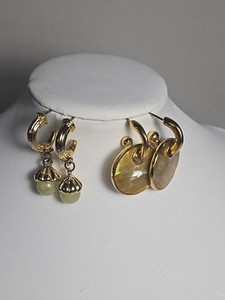 Authentic Lia Sofia Earrings 2 Pairs Dangling Gold Plated Lovely And Beautiful Look.