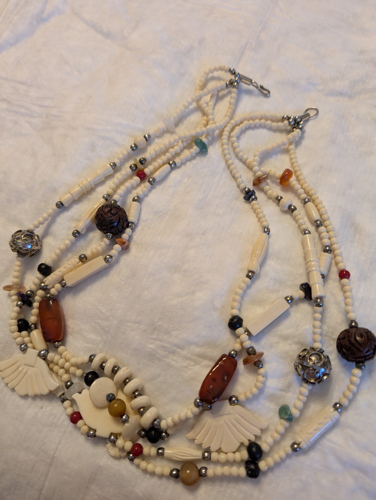 Multicolor Beaded Layered Statement Necklace Wing… - image 7